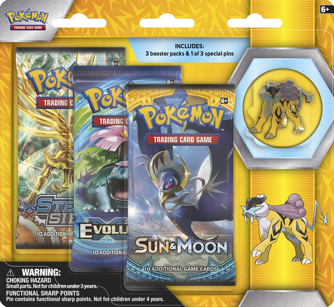 2017 POK RAIKOU/ENTEI/SUICUNE 3PK PIN BLSTR - 820650802959