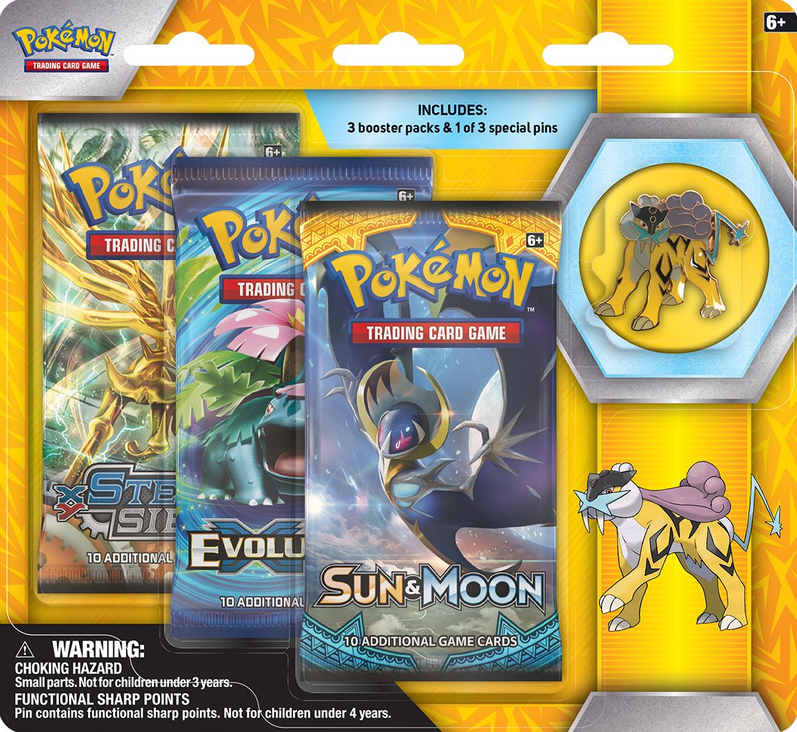 2017 POK RAIKOU/ENTEI/SUICUNE 3PK PIN BLSTR - 820650802959
