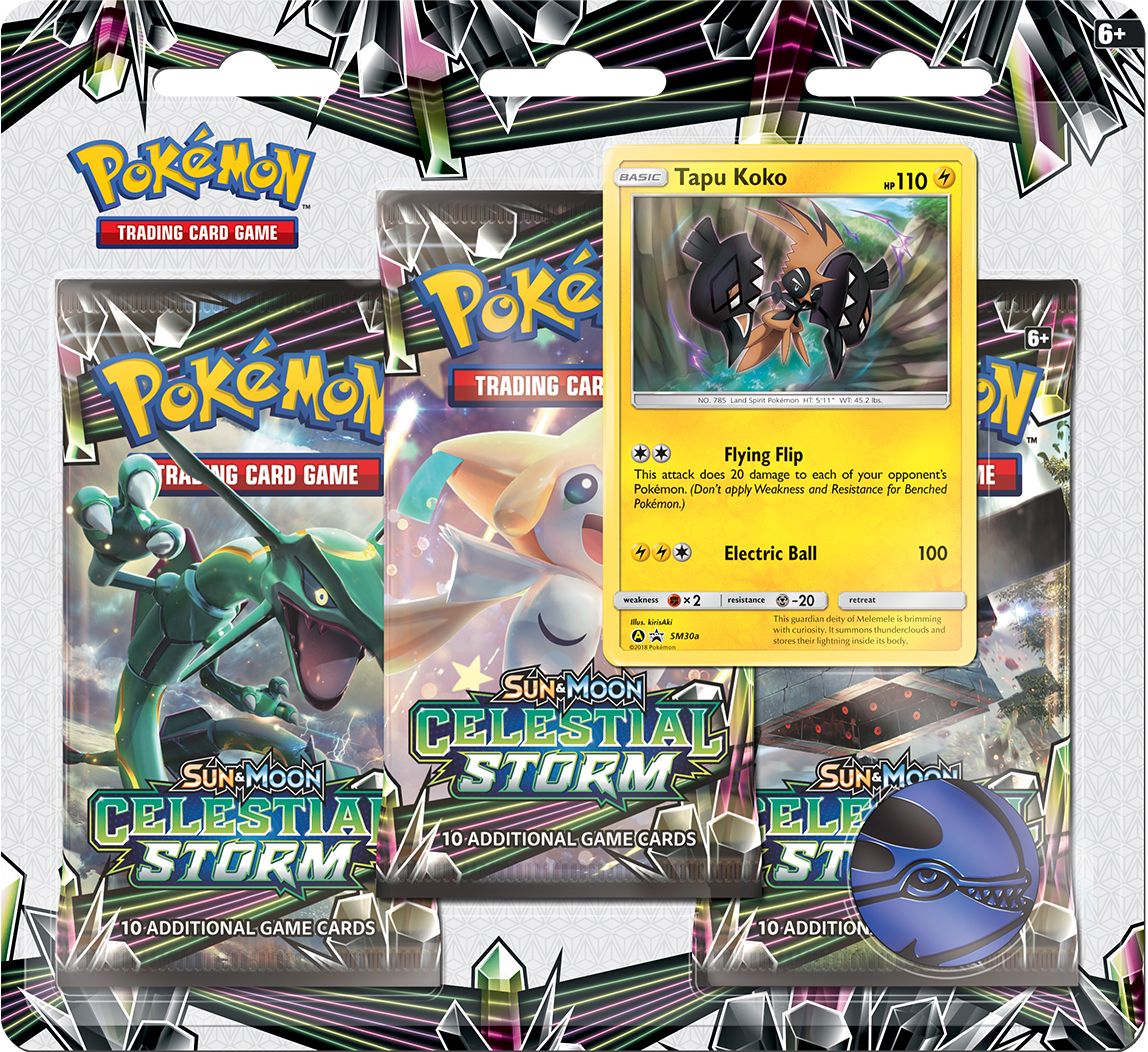 2018 POK SUN MOON S7 CELESTIAL STORM 3PK BLSTR - 820650804403