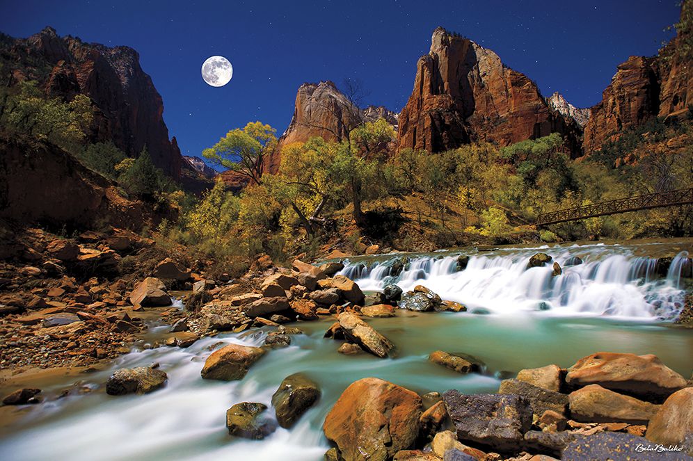 America's Parks Patriarchs by Moonlight, Zion NP
