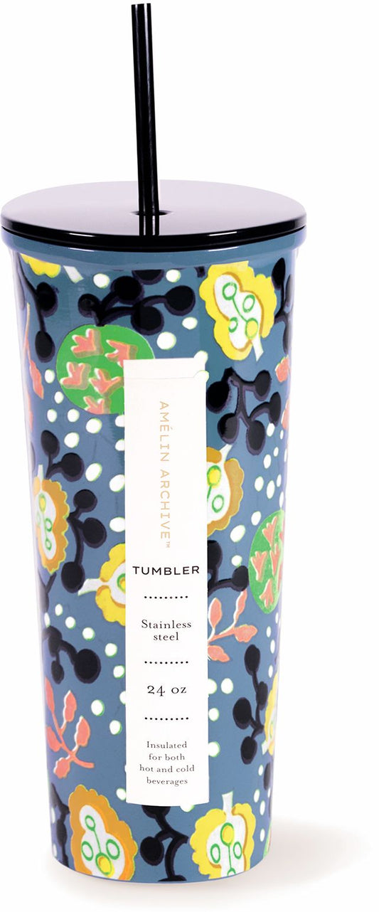 Stainless Steel Tumbler with Straw, Chimie Des Fleurs