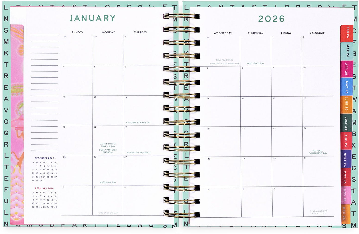 2025-2026 17 Month Medium Planner, Mint Crossword