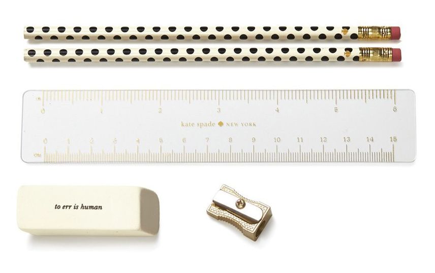 Kate Spade New York Gold Stripe Pencil Pouch Set
