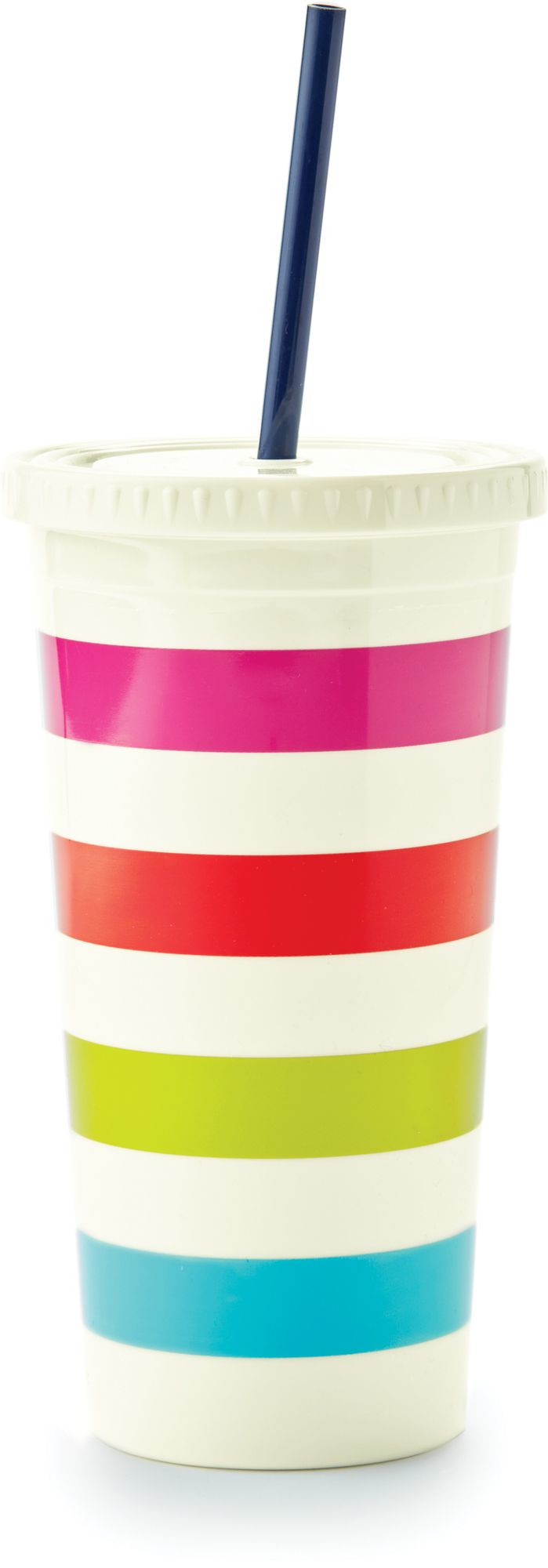 Kate Spade New York Candy Stripes Acrylic Tumbler with Straw 20 oz