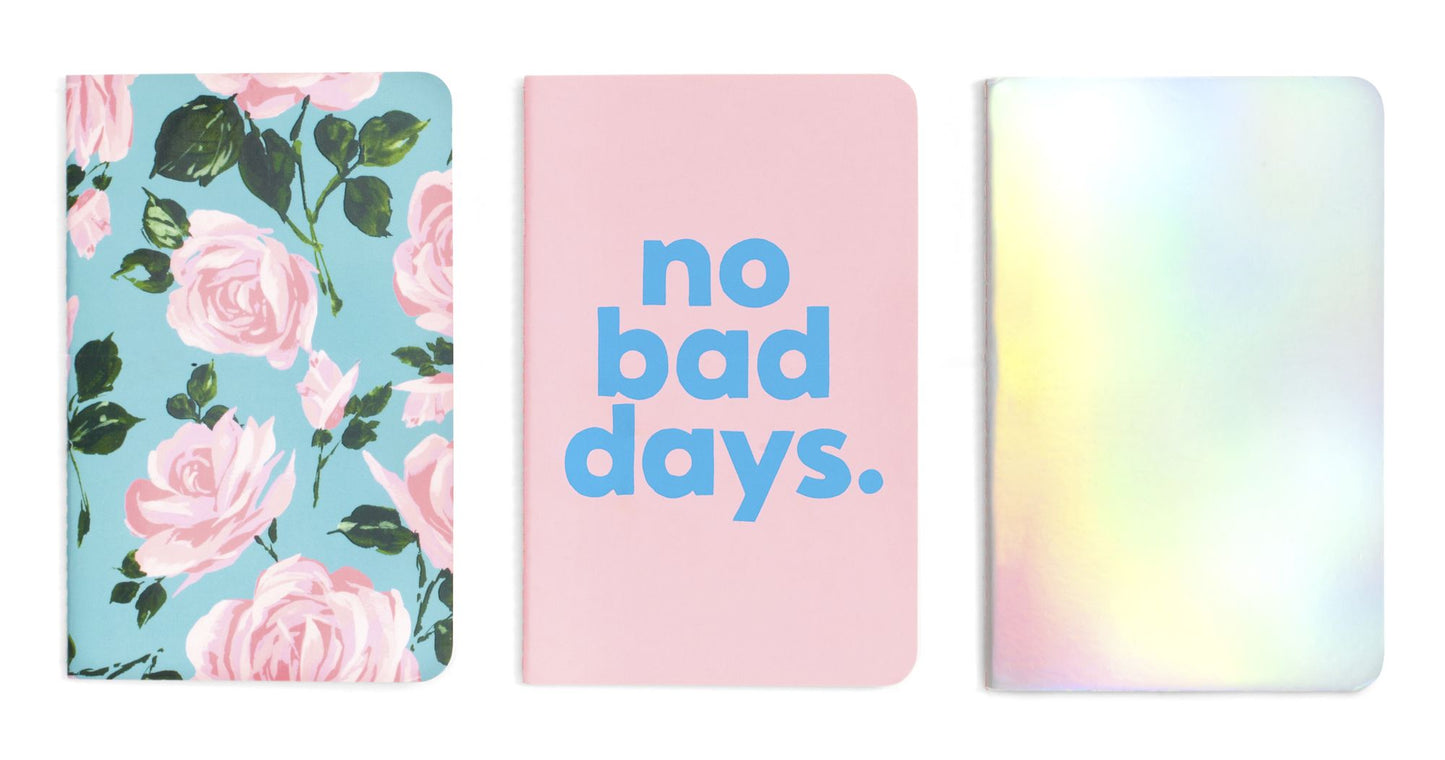 Hold That Thought Notebook Set Rose Parade Holographic No Bad Days