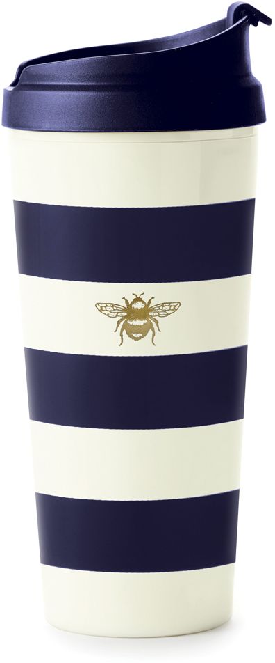 Thermal Mug, Navy Stripe w/ Bee