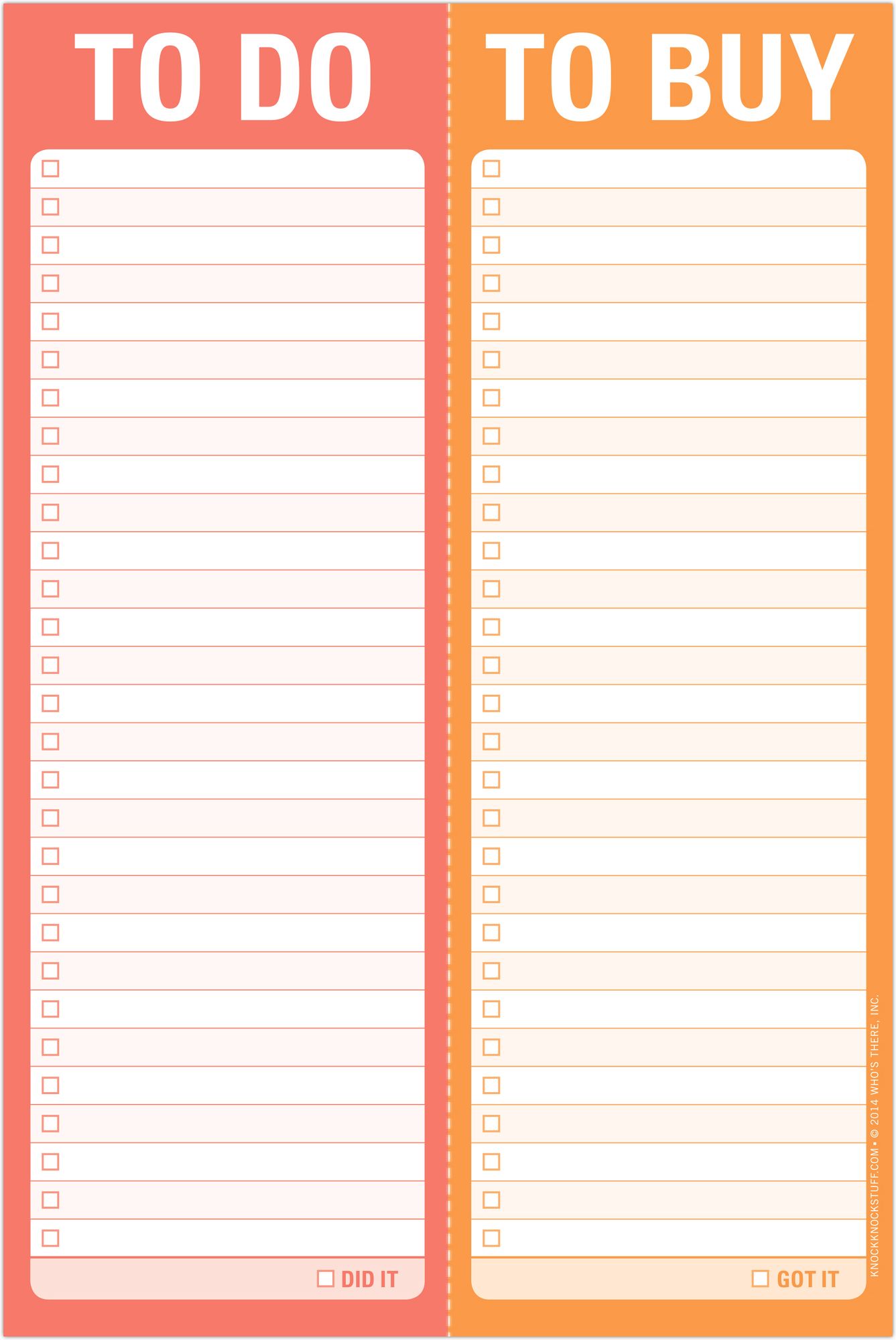 To Do/To Buy Perforated Note Pad