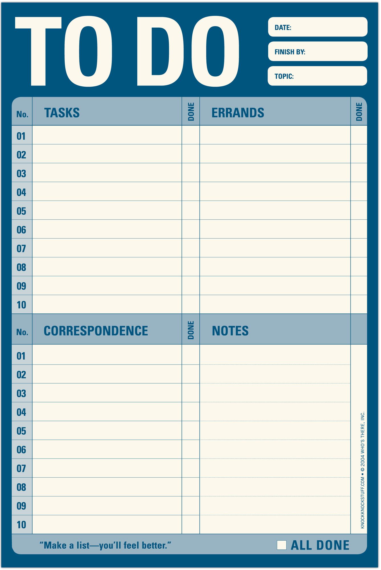 To Do Notepad 60 Sheets