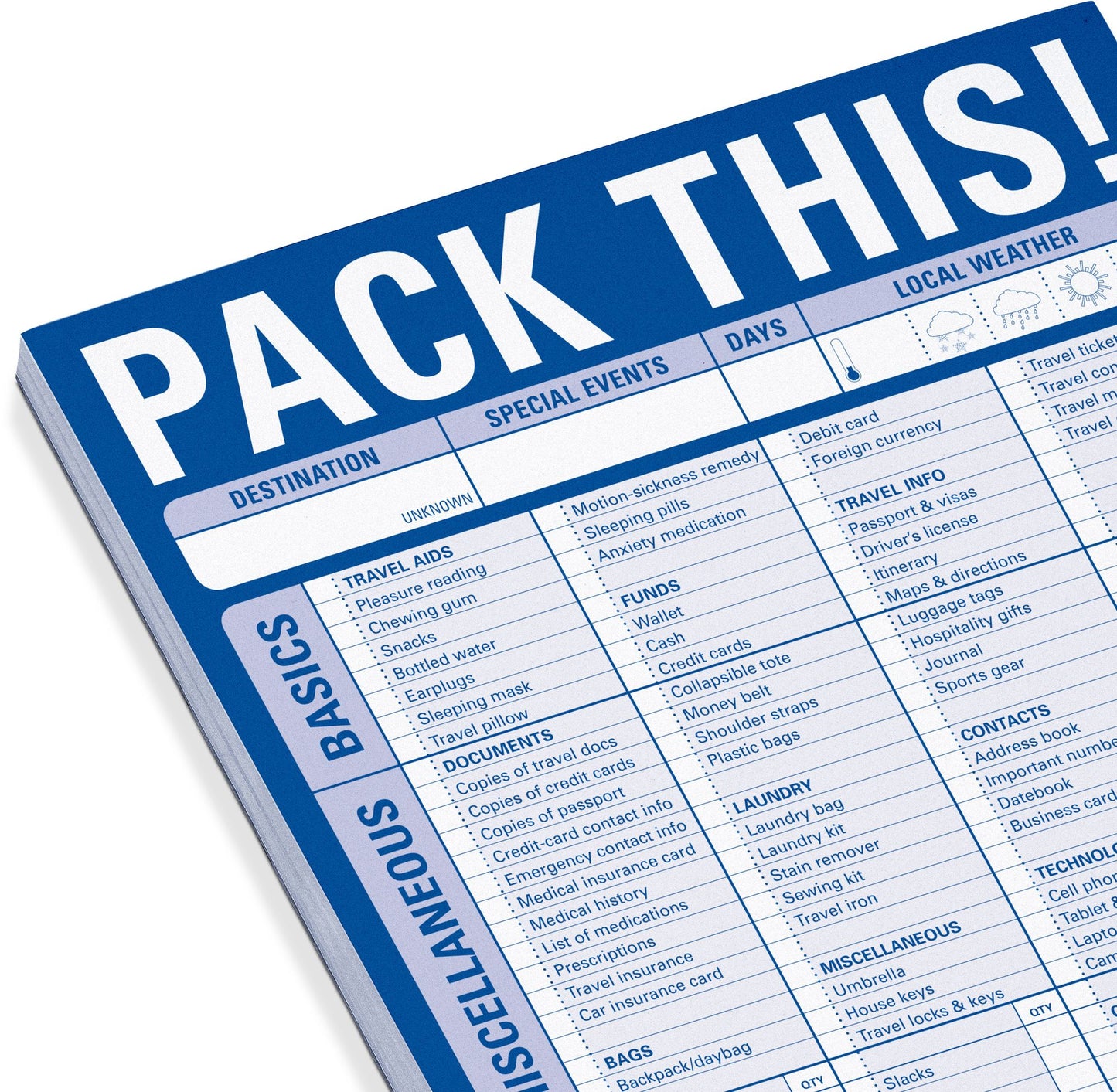 Pack This Note Pad