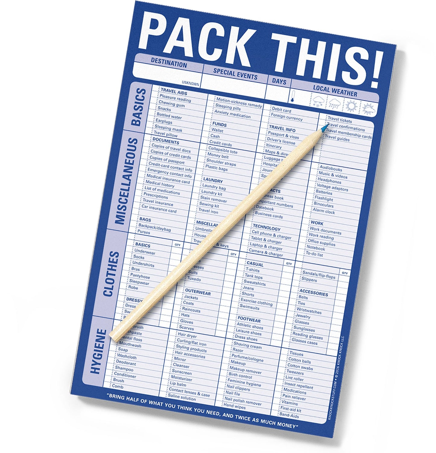 Pack This Note Pad