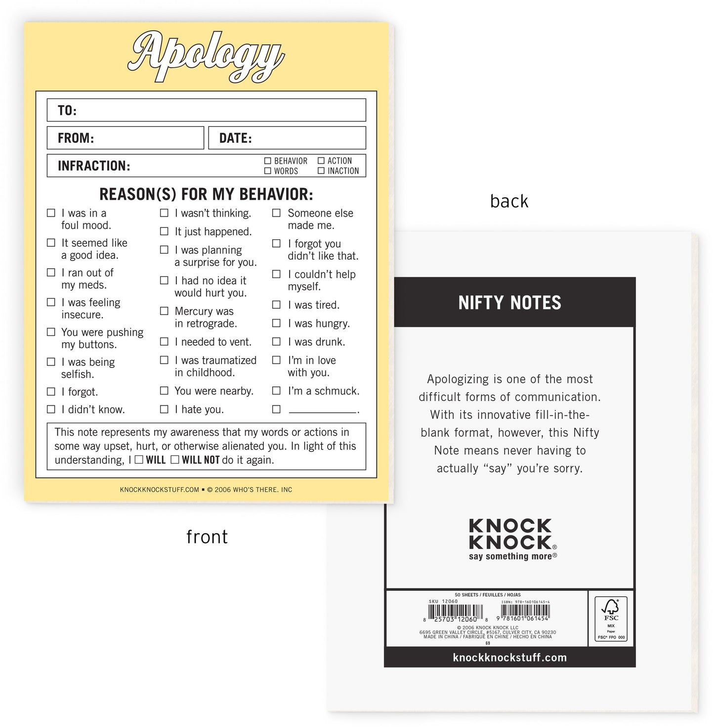 Apology Nifty Notes 50 Sheets