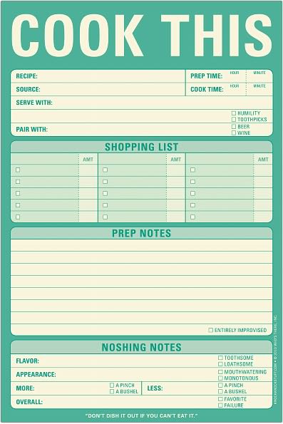 Cook This Large List Pad 60 Sheets
