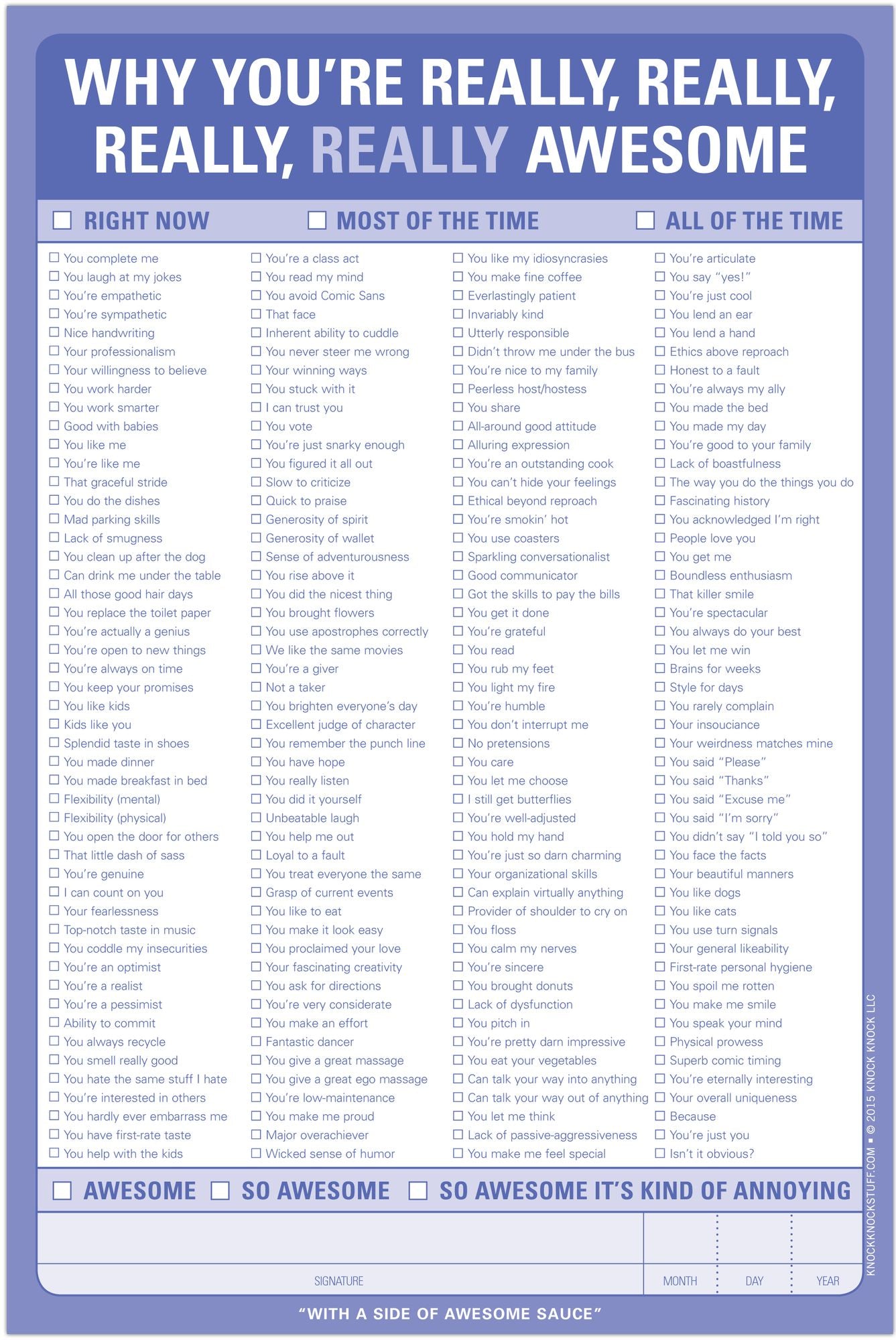 Why You're Really Awesome Large Pad 60 Sheets