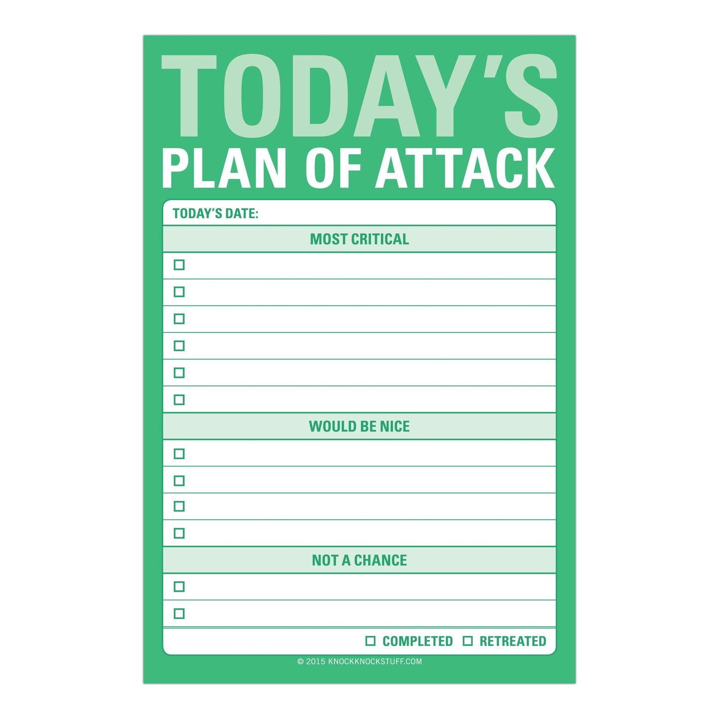 Today's Plan of Attack Great Big Sticky Note 60 Sheets