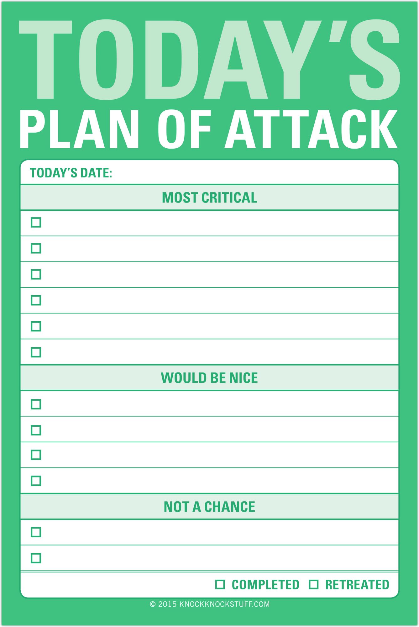 Today's Plan of Attack Great Big Sticky Note 60 Sheets