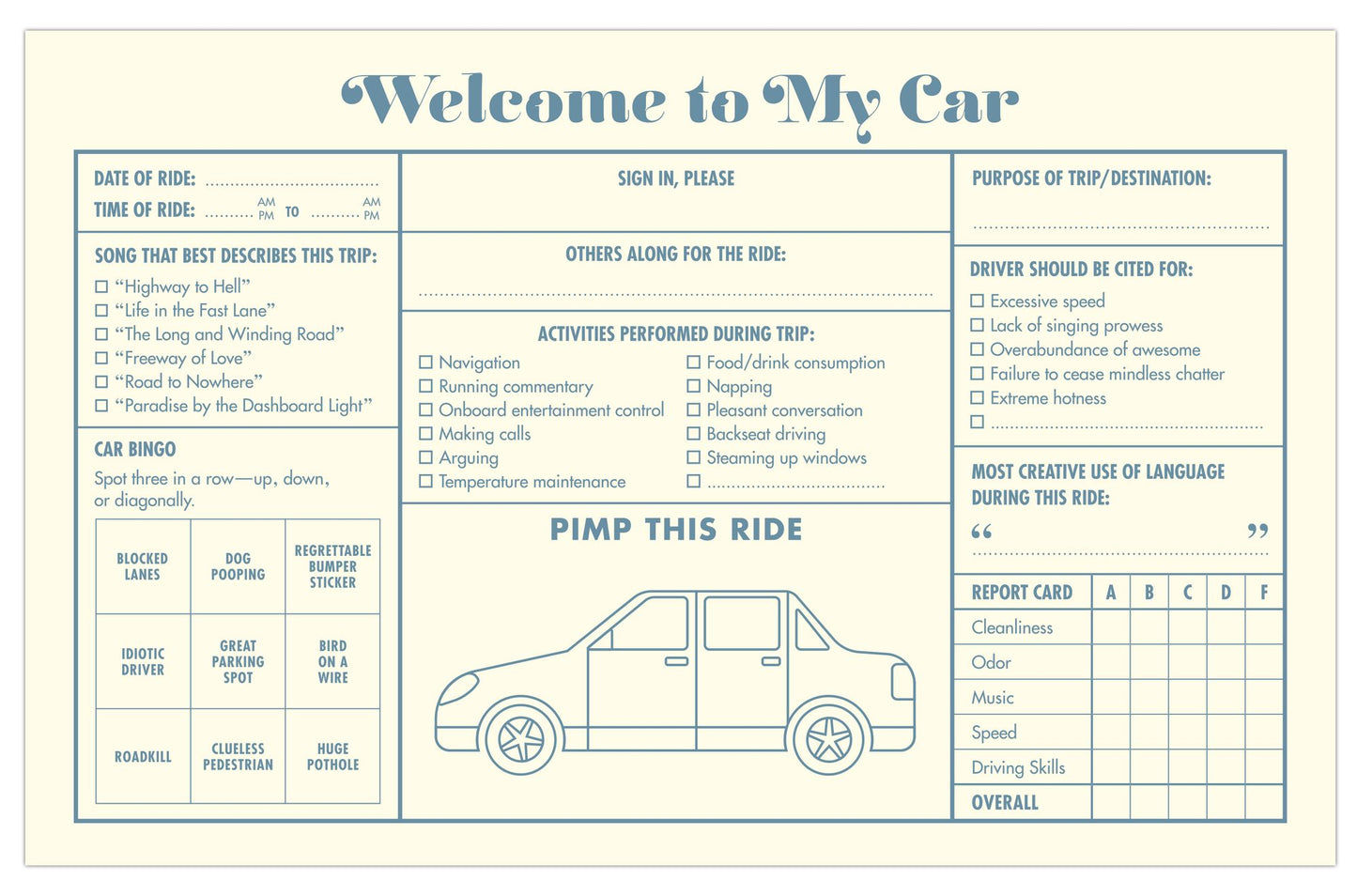 My Car Guest Book