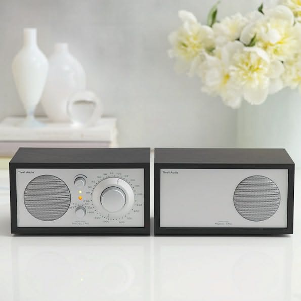 AM/FM Table Radio with Additional Speaker - Black Ash/Silver