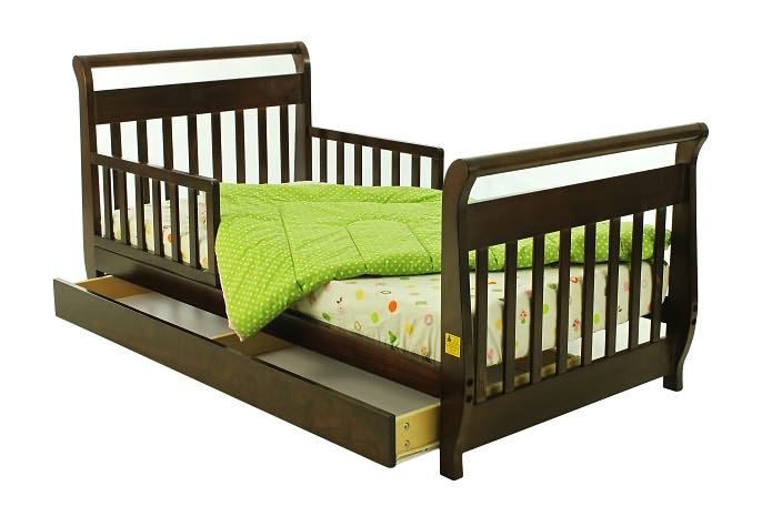 Sleigh Toddler Bed with Trundle in Espresso