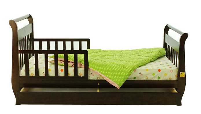 Sleigh Toddler Bed with Trundle in Espresso