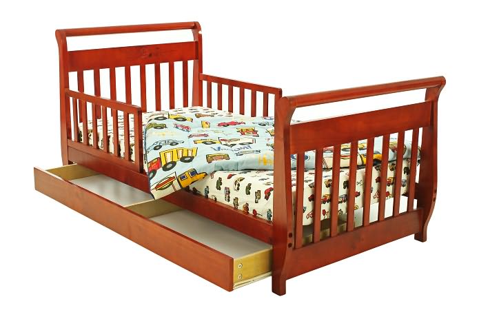 Sleigh Toddler Bed with Trundle in Cherry