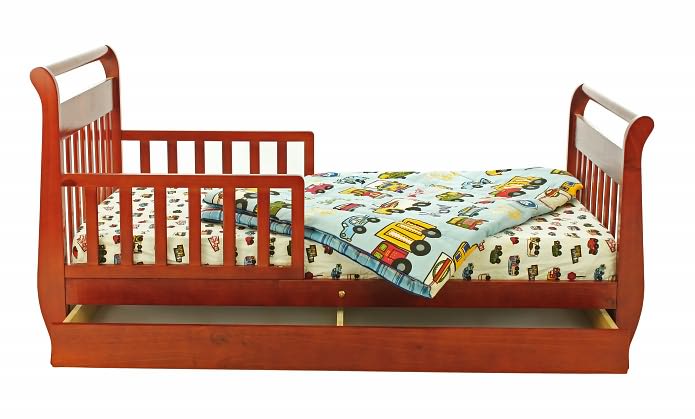 Sleigh Toddler Bed with Trundle in Cherry
