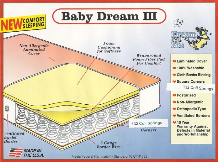 Dream On Me, 88 Coil Inner Spring Standard Crib and Toddler Mattress