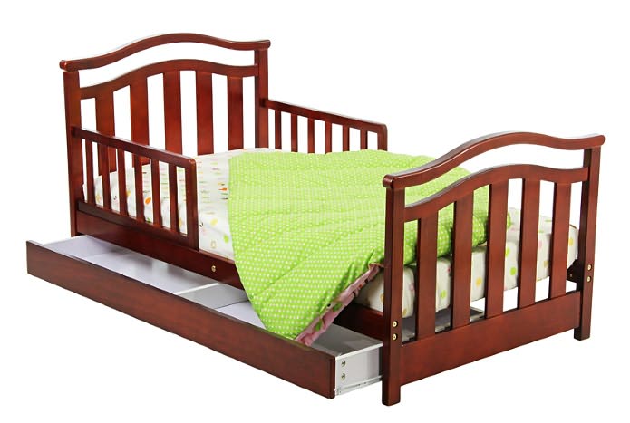Elora Toddler Bed with Storage Drawer in Cherry