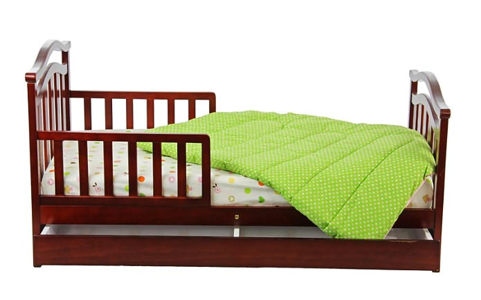 Elora Toddler Bed with Storage Drawer in Cherry