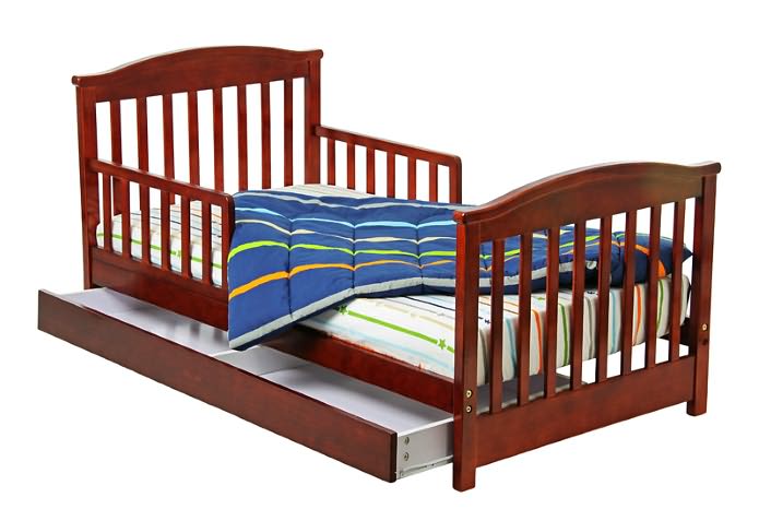 Mission Style Toddler Bed with Storage Drawer in Cherry