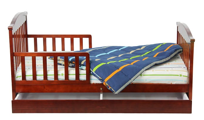 Mission Style Toddler Bed with Storage Drawer in Cherry