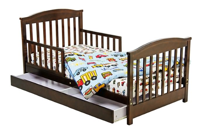 Mission Style Toddler Bed with Storage Drawer in Espresso