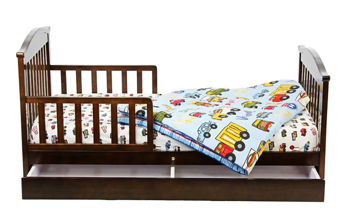 Mission Style Toddler Bed with Storage Drawer in Espresso