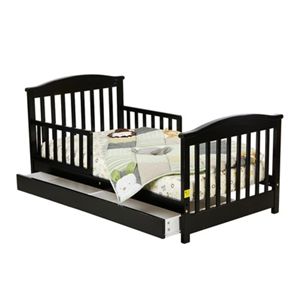 Mission Toddler Bed with Storage Drawer in Black