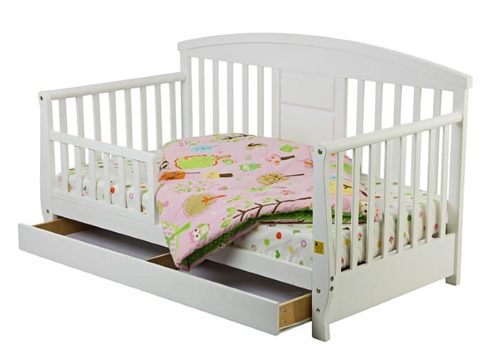 Deluxe Toddler Day Bed with Storage Drawer in White