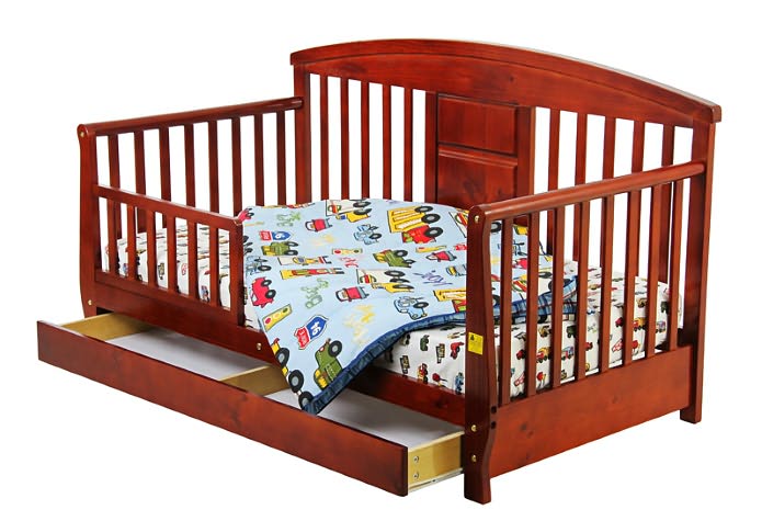 Deluxe Toddler Day Bed with Storage Drawer in Cherry