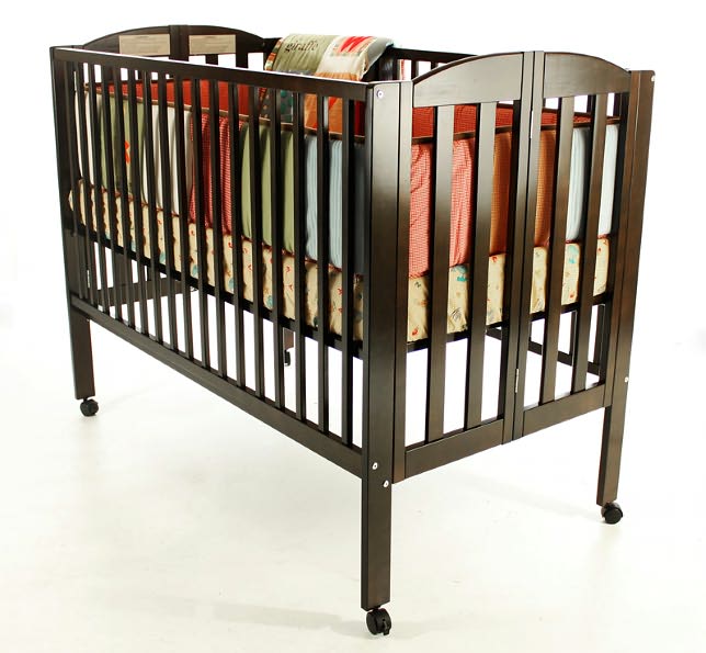 Full Size 2-in-1 Folding Crib in Espresso