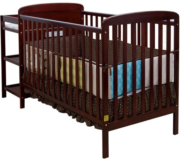 Dream On Me, 2 in 1 Full Size Crib and Changing Table Combo, Cherry