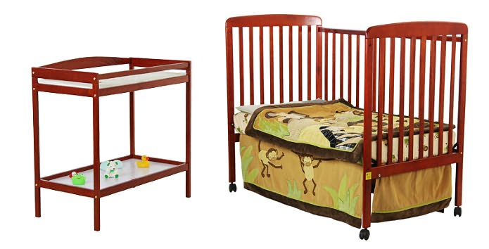 Dream On Me, 2 in 1 Full Size Crib and Changing Table Combo, Cherry