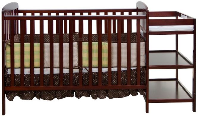 Dream On Me, 2 in 1 Full Size Crib and Changing Table Combo, Cherry