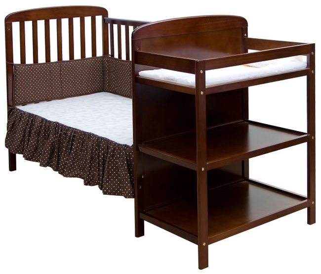 Dream On Me, 2 in 1 Full Size Crib and Changing Table Combo, Espresso