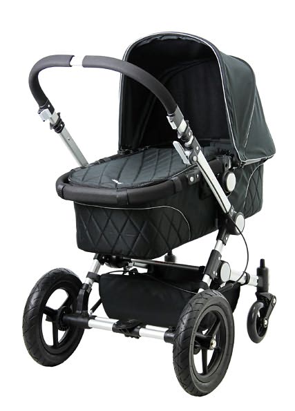 Multi Terrain Stroller and Bassinet in Black