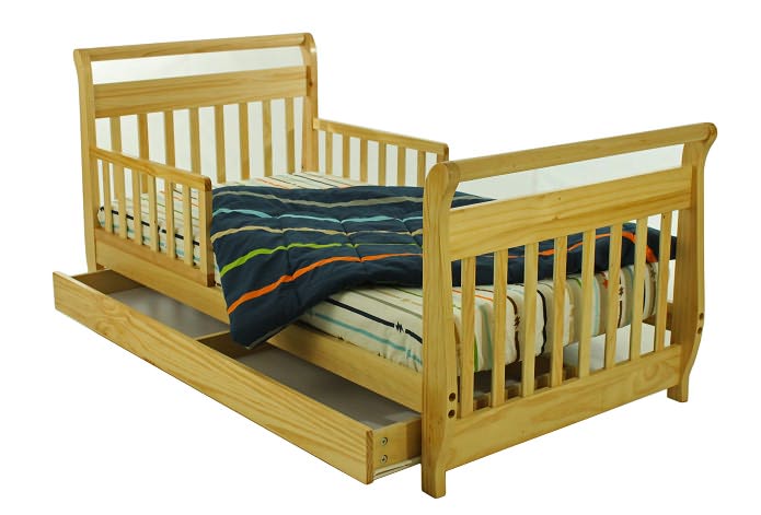 Dream On Me Sleigh Toddler Bed With Trundle In Natural