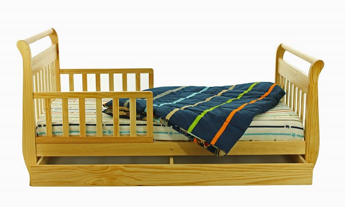 Dream On Me Sleigh Toddler Bed With Trundle In Natural