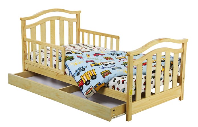 Elora Toddler Bed with Storage Drawer in Natural