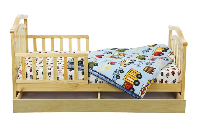 Elora Toddler Bed with Storage Drawer in Natural