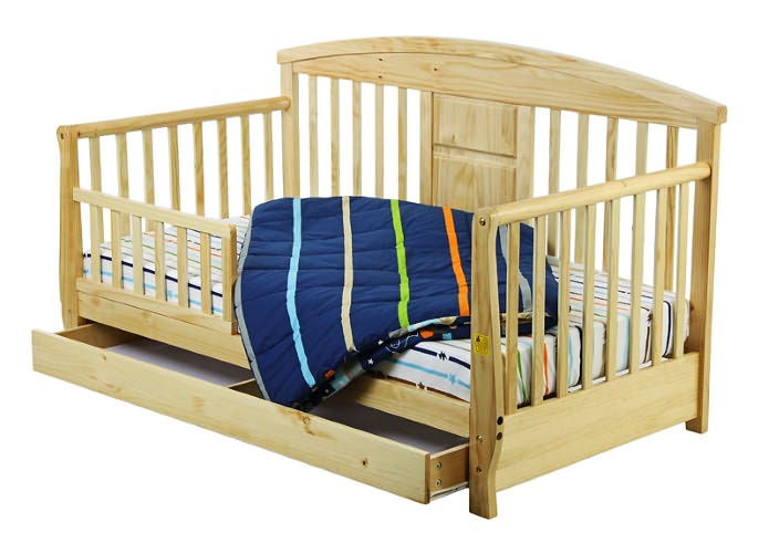 Deluxe Toddler Day Bed with Storage Drawer in Natural