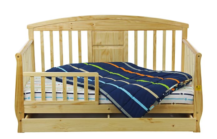 Deluxe Toddler Day Bed with Storage Drawer in Natural