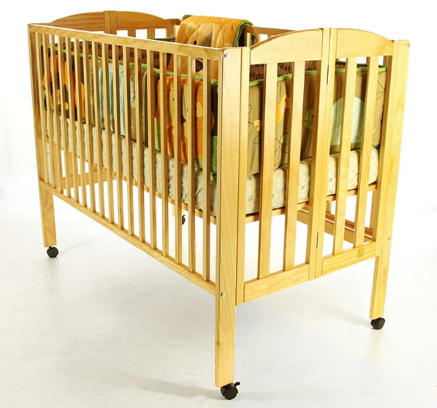 Full Size 2-in-1 Folding Crib in Natural