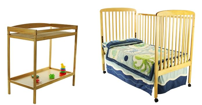 2-in-1 Full Size Crib and Changing Table Combo in Natural