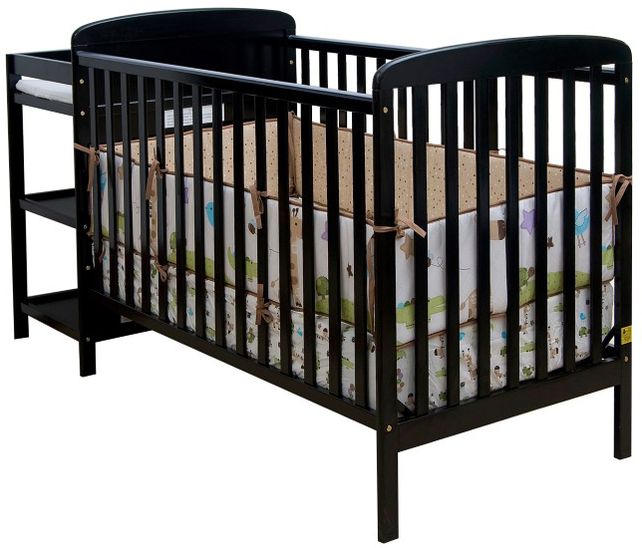 Two in One Crib and Changing Table Combo in Black